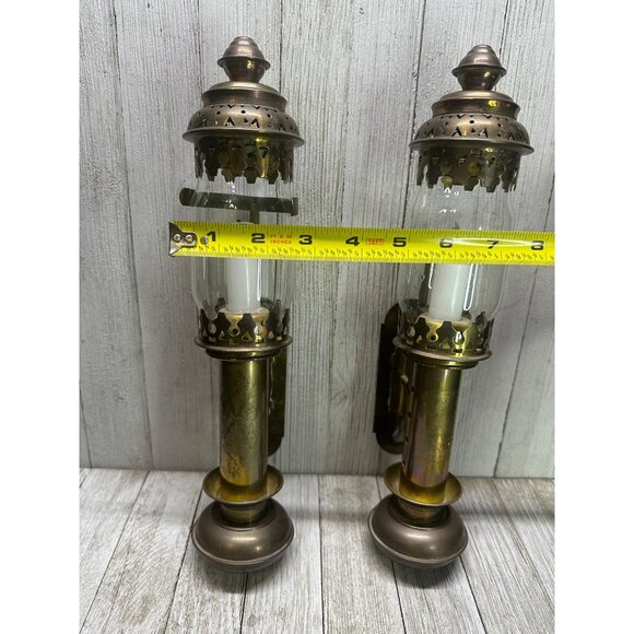 Vtg Interpur GWR Great Western Railway Brass Carriage Candle Lamps 13" Set of 2 - Picture 4 of 10